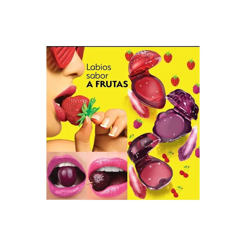 Brillo Labial De Frutas Aroma Sabor Color Hidratante Pack