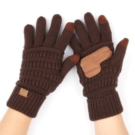 C.C Hatsandscarf CC Exclusives Women Solid Ribbed Glove with Smart Tips (G-20) (Brown)
