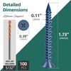 100Pcs 3/16 x 1-3/4" Concrete Screws Anchors with Drill Bit,