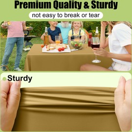 Smiry Disposable Table Cloth - 6 Pack, 54 x 108 Inch Waterproof Rectangle Tablecloths for Parties, Decorative Plastic Table Cover, Leakproof & Sturdy, Gold