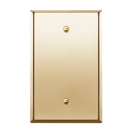 LIDER Blank Metal Wall Plate, Stainless Steel Blank Outlet Cover, Corrosion Resistant, Mid-Size 1-Gang 4.88" x 3.11", 201 Stainless Steel, LMWP-01M-PB, Polished Brass