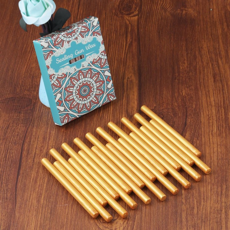 Gold Wax Seal Sticks, LONBEIIFY 20pcs Premium 7mm Sealing Wax