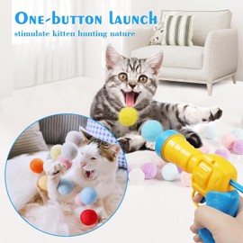 Mewlmart Interactive Cat Toys for Indoor Plush Ball Launcher Cat Enrichment Toys Pom Pom Balls 30 Balls