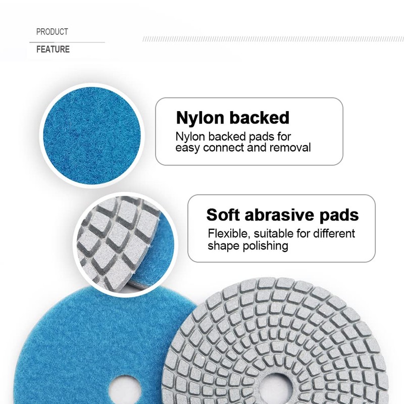SHDIATOOL 4- Inch Diamond Wet Polishing Pads Set of 8Pcs