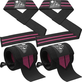 Muñequeras + correas de elevación (2 pares) para levantamiento de pesas, entrenamiento cruzado, entrenamiento, gimnasio, levantamiento de potencia, culturismo, apoyo para mujeres y hombres, sin