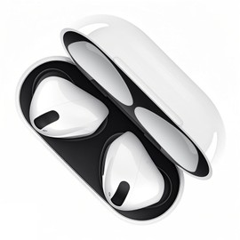 Lyvixora Dust Guard Sticker for AirPods 4 - Dust-Proof Film Compatible with AirPods 4, Ultra Slim and Luxurious Looking, Protects from Iron/Metal Dust (2 Set, Black)