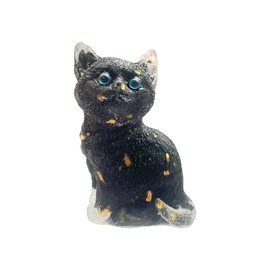 Resin Crystals Cat Decoration, Black Cat Figures, Obsidian Black Cat, Figure Cat Figure Decoration, Gift for Cat Lovers
