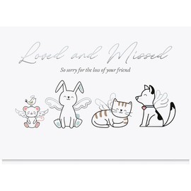The Gallery Collection, 25 Personalized Pet Sympathy Cards with Foil-Lined Envelopes (Angel Pets), For Business or Consumer