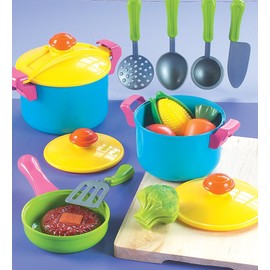 Small World Toys Kids Kitchen Playset, Pretend Play Cooking Toys with Play Pots, Pans, Utensils Cookware Toys, Toddler Kitchen Set for 3+, 11 Pcs Play Kitchen Set Learning Gift for Girls Boys