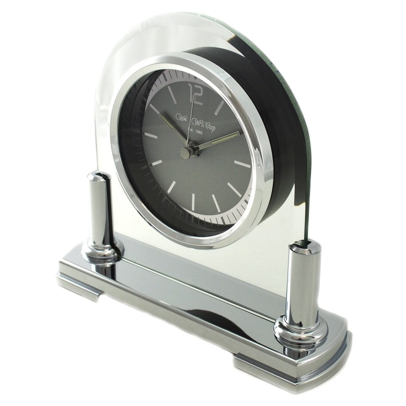 Modern Stylish Glass & Silver Two Tone Quartz Arched Design