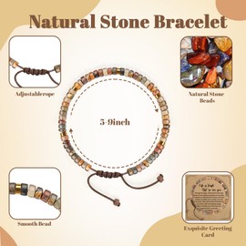 NICOLA Inspirational Gifts Anxiety Bracelets for Women, Healing Natural Stone Strength Bracelet, Encouragement - Get Well Soon Gift for Best Friend, Mum, Birthday, Graduation & Recovery Gift