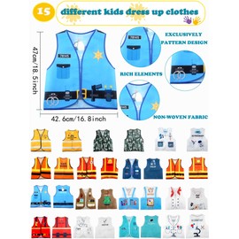 15 Pcs Kids Community Helper Dress Up Vest Career Cosplay Clothes Occupation Costumes for Kids Toddlers Pretend Play