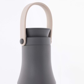 LocknLock Metro Tumbler Double Cap Bottle w/Hand Strap Stainless Steel Vacuum Insulated Travel Mug for Cold Drinks and Hot Beverages, 24oz, Gray