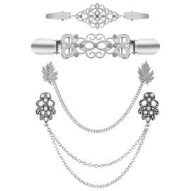 DOPENSPI Pack of 4 Cardigan Clips, 4 Styles Vintage Pullover Clips, Scarf Clip Collar, Metal Clip, Dresses, Cinch Clip for Sweaters, Dresses, Shirts, Cardigans, Scarves