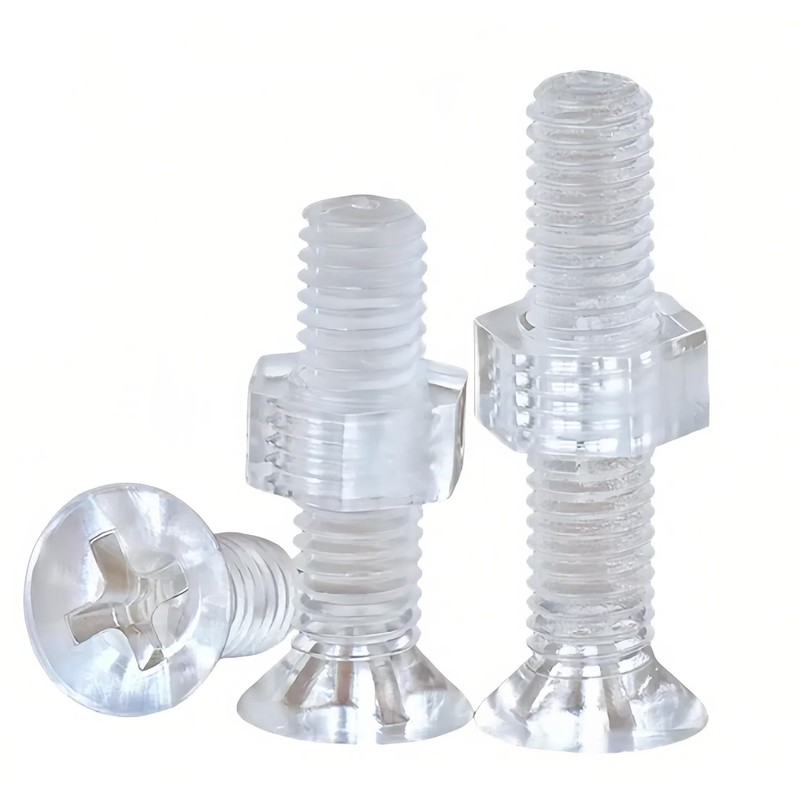 PC(Polycarbonate) Plastic Transparent Metric Phillips Flat Head Screws with Nuts