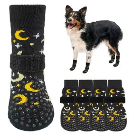 SCENEREAL Double Side Anti-Slip Dog Socks for Hardwood Floors to Stop Licking Paws, Non-Slip Dog Shoes for Hot/Cold Pavement, Slipping, Paw Protectors with Grippers