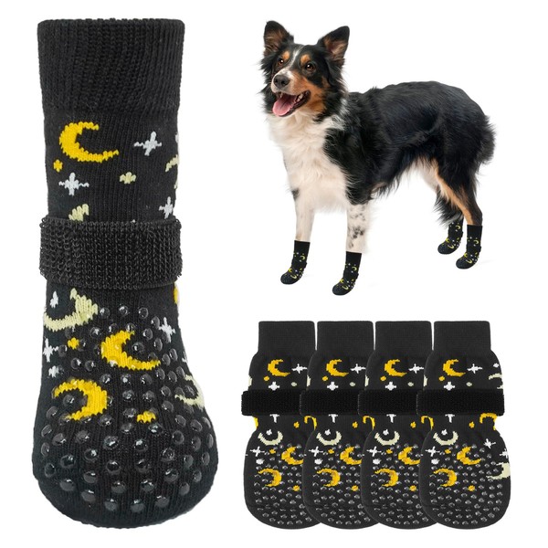 SCENEREAL Double Side Anti-Slip Dog Socks for Hardwood Floors to