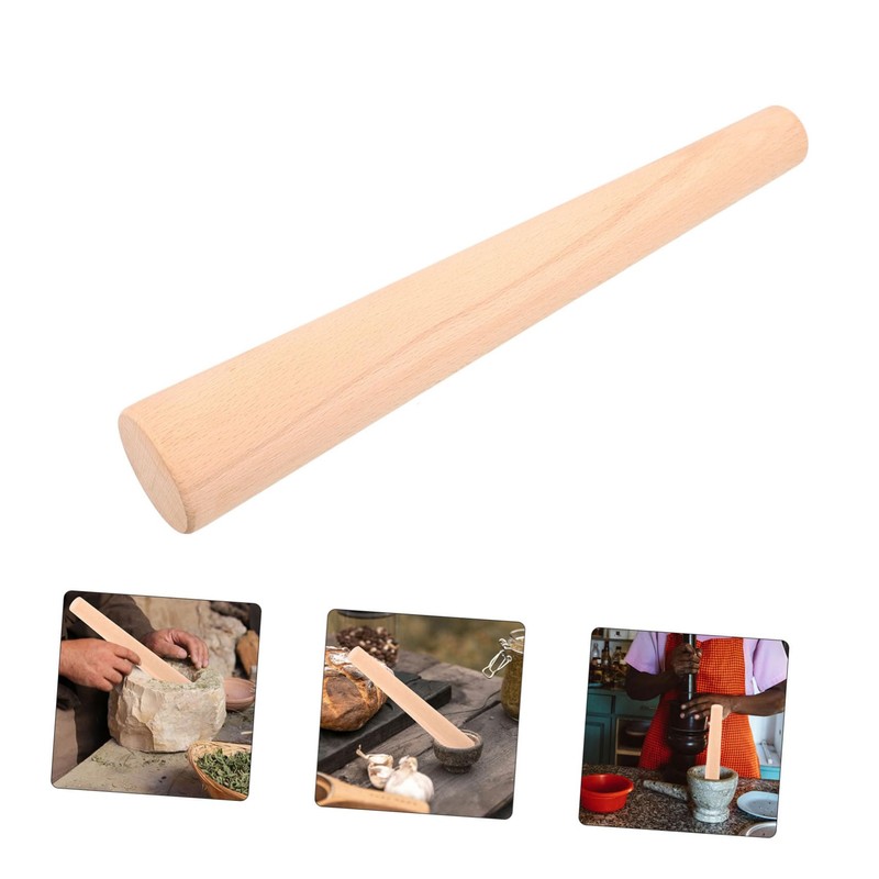 Ipetboom Wooden Pestle Garlic Grinder Beechwood Food Masher Tool Lightweight