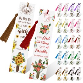 20 Pcs Bible Verses Bookmarks Christian Gifts for Women Inspirational Scripture Bookmarks with Tassel Motivational Cross Flower Bookmarks for Women Girls Book Lover Birthday Graduation Religious Gift