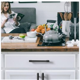 FURNIWARE Pack of 10 Cabinet Handles Black Knurled Cabinet Pulls 128mm(5 Inch) Hole Center Cabinet Handles Drawer Pulls Cabinet Hardware Handles