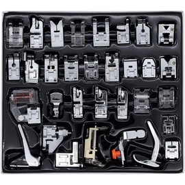 32PCS Sewing Machine Presser Foot Set Multifunction Hem Foot Spare Parts Accessories Sewing Machine Walking Foot Kit Household for Singer Toyota Janome Elna New Home Babylock Brother