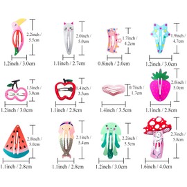 Girls Hair Clips ToddlerBarrettes, 80 Pcs Lovely Animal Fruit Printed Pattern Metal Snap Hair Clips Cartoon Design Hairpins for Kids Teens Pets (Cartoon Animal)