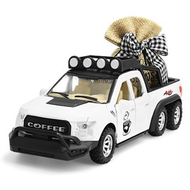 Coffee Decor for Coffee Bar: Farmhouse Coffee Bar Decor - White Large Metal Truck Decor | Coffee Bar Accessories Decor for Countertop,Tiered Tray Decor,Coffee Station Decor & Vintage Truck Decor