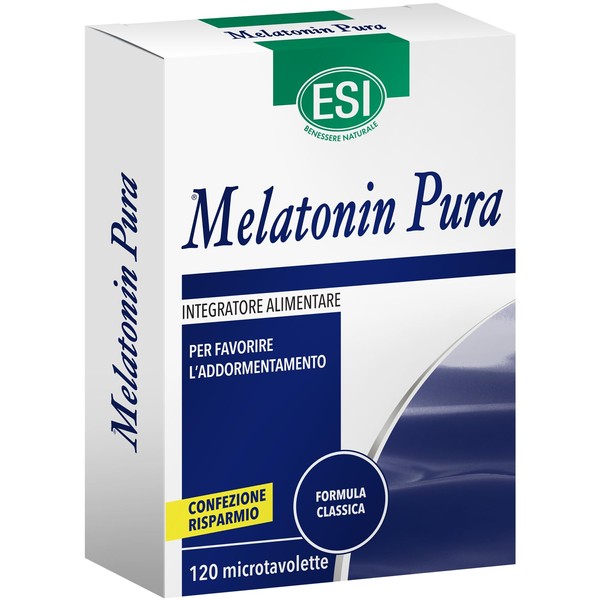 ESI - Melatonin Pura, Melatonin Food Supplement, Promotes Sleep, Gluten Free and Vegan, 120 Microtablets