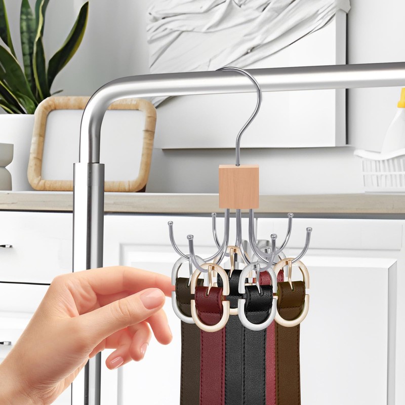 Niuoppy 2PCS 360°Swivel Belt Hanger for Wardrobe, Belt Hangers for