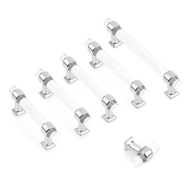 Probrico 10 Pack Clear Acrylic Cabinet Handles Single Hole Door