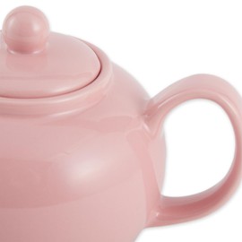 RSVP International Stoneware Teapot Collection, Microwave and Dishwasher Safe, 42 oz, Pink