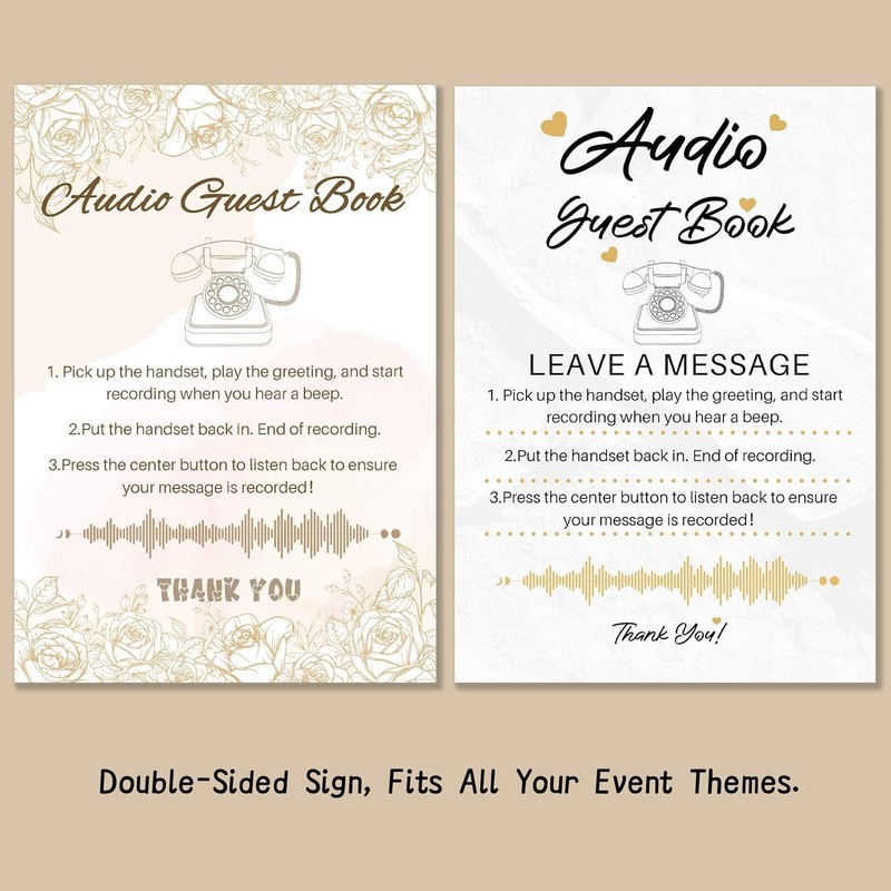 FiayaCom Audio Guest Book Wedding Phone,32GB Memory Customized Audio Messages,