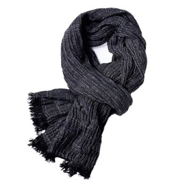 Amida Scarf, Men's, Women's, Cotton, Linen, Large, Cool, Business Stole, Simple, Autumn, navy