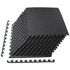 BalanceFrom Puzzle Exercise Mat with EVA Foam Interlocking Tiles Black