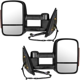 Trail Ridge Tow Mirror Power Heated Signal Textured Black Pair Set Compatible with GM Pickup