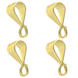 Zorveiio 4 Pcs 925 Sterling Silver Pendant Clasp, with Open Loop Bail Connector Pinch Bails, Jewelry Making Necklace Pendant Clasp for Jewelry Making Enthusiasts(Gold)