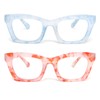 KoKoBin 2 Pack Oprah Style Reading Glasses for Women Blue