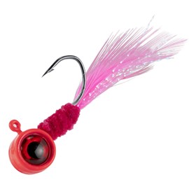 Dr.Fish 10 Pack Crappie Jig Marabou Jig Hand-Tied Freshwater Ball Fishing Jig Hooks Sickle Hook Bass Trout Panfish Bluegill Walleye Red 1/16oz