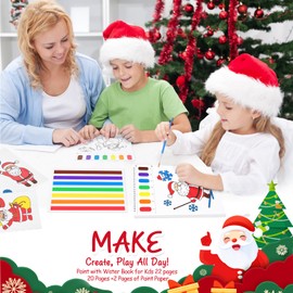 FOIFIS Paint with Water Coloring Books for Toddlers, Watercolor Painting Book and Drawing Art Paper for Kids Ages 3 4 5 6 7 8 Years Old, Christmas Art Craft for Drawing with Brush