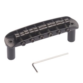 KAISH Electric Guitar Bridge Assembly with Large Barrel Saddles (not height adjustable) Modern 2-1/16" String Spacing for Jaguar/Jazzmaster Black