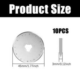 10 Pcs 45mm Rotary Cutter Blades – Fits Olfa, Fiskars Rotary Cutter, Turecut – Sharp Fabric Cutter Wheel for Fabric Cutter, Quilting Accessories, Sewing and Card Making Supplies