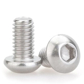 M3 x 6mm 100 Pcs Button Head Socket Cap Screws, 304 Stainless Steel (18-8), Fully Threaded, Bright Finish, Allen Hex Drive, Includes Hex Wrench, for Furniture, DIY, 3D Printing