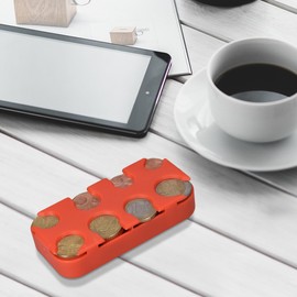 kwmobile Holder for Euro Coins - 8 Dispensers from 1 Cent to 2 Euros - EU Coin Money Change Sorter Classifier Organiser - Orange