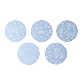 Beaupretty 5pcs Christmas Nail Art Stamping Plate Christmas Tree Snowman Round Seal Plate Nail Printing Template Stencil Nail Tools