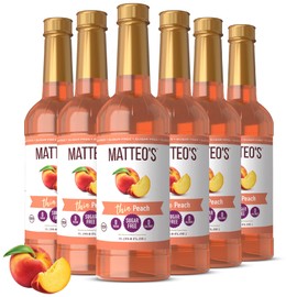 Matteo's Sugar-Free Fruit Syrup, Sweeteners for all types of Beverages- for Pastry, Dessert, Kitchen, Restaurant and Bars, Natural Peach Flavor, Fruity, Juicy Non Alcoholic Syrup (33.8oz - 6pk)