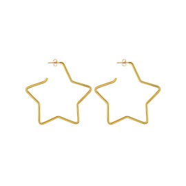 Focalook Women's Hoop Earrings, Large Circle / Star / Heart Hoop Earrings, 30 / 40 / 50 / 70 / 100 mm, Stainless Steel, 18 K Gold Plated, Black, Elegant Earrings for Women, Great Gift, Gold Plated