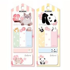 2 Pack Cute Cartoon Animal Sticky Note,240 Sheets Cat Panda Self-Stick Note Pads Memo Pads Notepad Message Note Sticky Index Tabs Bookmark for Kid Plan Reminder Study School Office Home Supplies