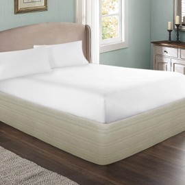 Ramesses Polyester Blended Quilted Bed Skirt, Sagging Sense Enhanced，Anti-Wrinkle, Fade Resistant Dust Ruffle with Classic 14" Length Drop, for Bedroom (Light Brown, Queen)