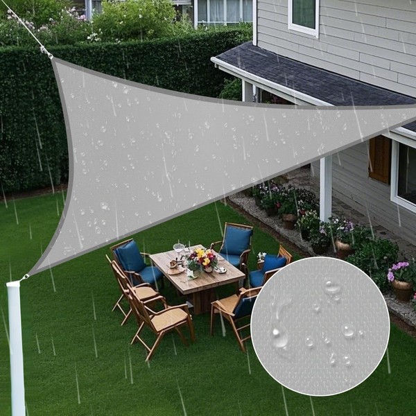 Artpuch Waterproof Sun Shade Sail, 16'x16'x16' Light Grey Triangular, UV