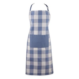 DII Buffalo Check Kitchen Collection, Classic Farmhouse Chef Apron, One Size, Stonewash Blue